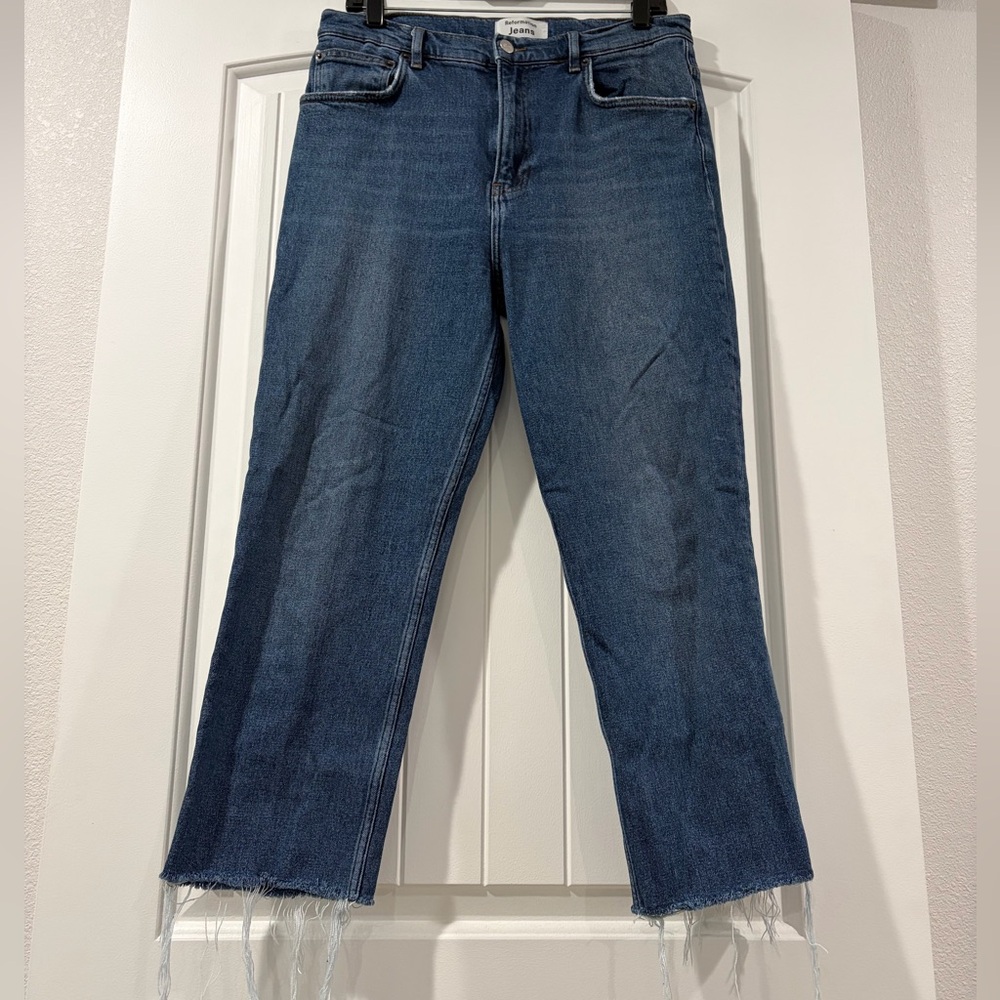 Reformation Liza High Rise Straight Raw Hem Jeans in Kasai | Size 31/12